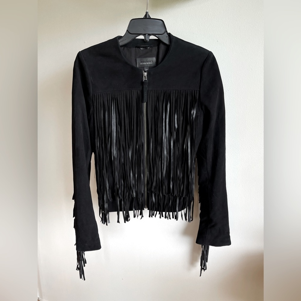 mackage x aritzia suede fringe jacket xs